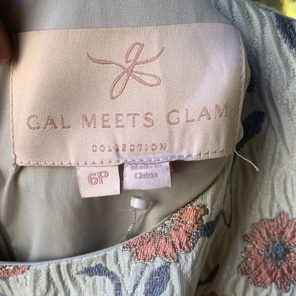 Gal Meets Glam Sz 6P fit n’ flare silver embossed floral dress pink NEW formal - Picture 7 of 17